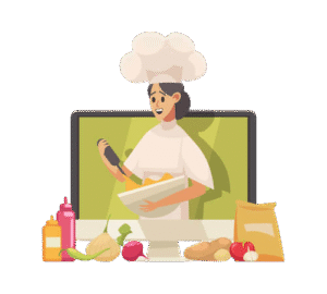 sfondo ingredienti donna che cucina
