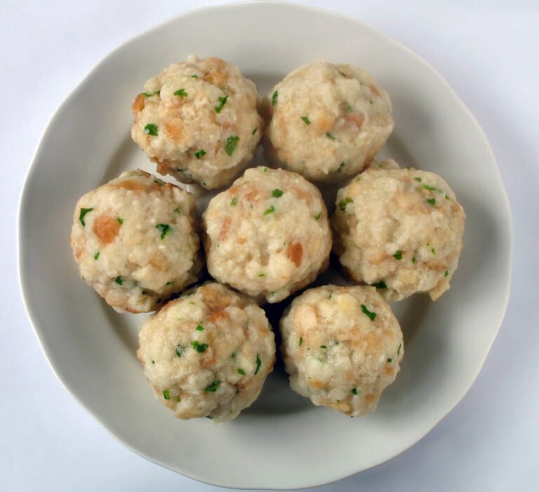 Traditional Semmelknödel bread dumplings from Bavaria and Northern Italy