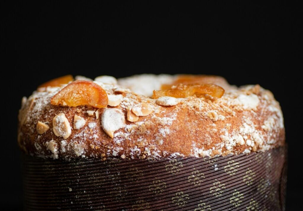 Traditional Milanese Panettone — authentic Italian Christmas cake made with sourdough, butter, and candied fruit